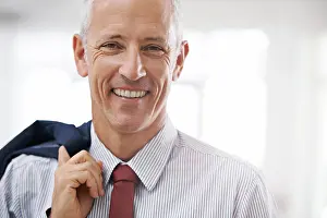 Expert Prints: Smile, portrait and mature businessman at startup
