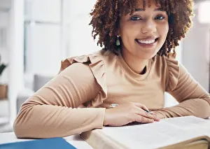 Respect Prints: Smile, prayer and portrait of black woman with bible for happy