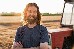 Upper Body Prints: Smiling bearded farmer with arms crossed