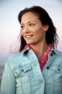 Leisure Wear Prints: Smiling young woman in denim jacket