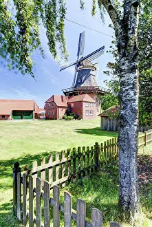 Lower Prints: Smock mill, windmill, Westerscheps, Westerstede, monument, Lower Saxony, Germany