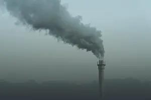 Manufacturing Prints: Smokestack emitting smoke, Neukoelln, Berlin, Germany