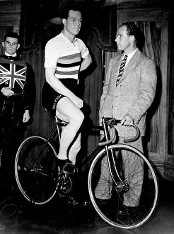 Cycling Prints: 'So This Is Me' -- Still life study of speedman (himself) faces Reg Harris at Madame Tussaud's