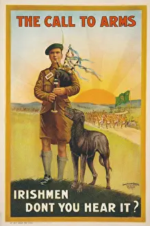 Communications Prints: Soldier Playing Bagpipes, 'The Call to Arms