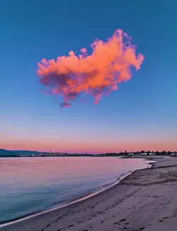 Solitary Prints: solitary cloud at sunset over Jericho Beach, Vancouver, British Columbia, Canada