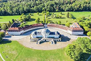 Top Down Prints: Solitude Castle aerial view city architecture travel, travel, Stuttgart, Germany, Europe