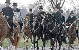 Holidays Prints: Sorbian Easter riders ride their horses on Easter Sunday in Wittichenau, 30 March 1997