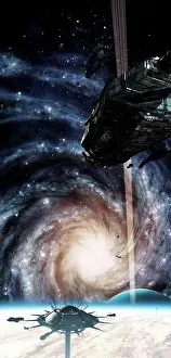 Mystery Prints: A spacecraft arrives at the docking station on an enormous gas giant