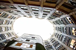 Barcelona Prints: Spain, Catalonia, Barcelona, Architectural details of La Pedrera