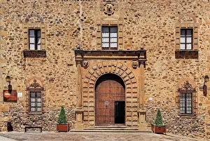 Windows Prints: Spain, Extremadura, Caceres, Facade of the Palacio Episcopal or Bishops Palace