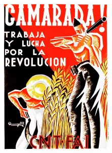 Fight Prints: Spanish Civil War Anarchist propaganda poster: Camarada! Trabaja y lucha por la Revolución (Comrade)