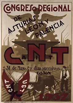 Spaniard Prints: Spanish Civil War. Poster from CNT-AIT (National Confederation of Labour)