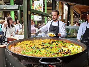 Market Prints: Spanish paella food stall at Borough Market, London, UK