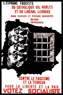 Fascism Prints: Spanish Socialist propaganda poster attacking fascism