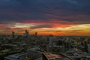 Spectacular Sunrise Over Leeds City Skyline
