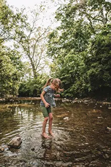 Gradeschooler Prints: splashing in the creek in the summer