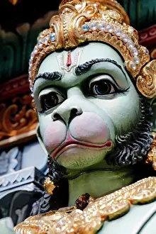 Hindu Prints: Sri Krishnan hindu temple. Hanuman or Anjaneya, the Hindu monkey god. Singapore