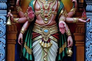 Singapore Prints: Sri Krishnan hindu temple. Hindu deity. Decorative sculpture. Singapore