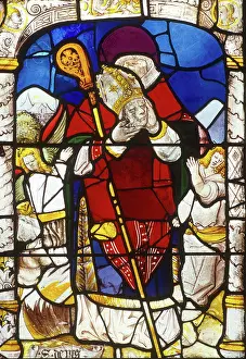 Saint Prints: St Denis, Bishop of Paris, Bishops window, St Aignan Church, Chartres, France