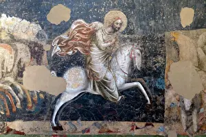 Fresco Prints: St George Fighting the Dragon, by Pseudo-Jacopino di Francesco Bavosi
