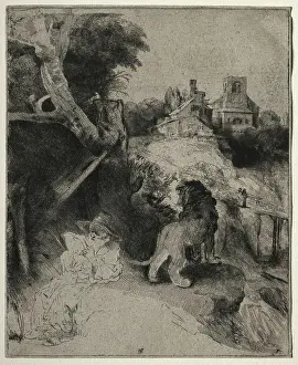 Rembrandt Prints: St. Jerome Reading in an Italian Landscape