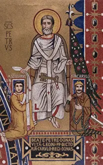 Mustache Prints: St. Peter Giving the Scarf to Pope Leo II and the Standard to Charlemagne Artist Unknown