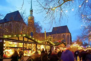Dortmund Prints: St. Reinoldi Church and Christmas Market at dusk
