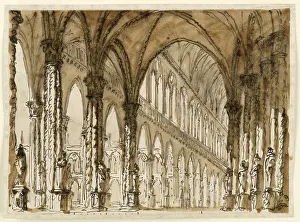Theater Prints: Stage Design: Interior of Gothic Cathedral