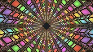 Broadcast Prints: Stage Light Tunnel. Green screen background. 3d Rendering