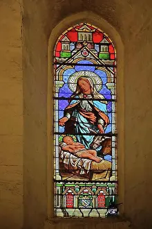 Interior Photo Prints: Stained glass window with Our Lady and Child Jesus