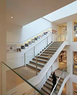 General View Prints: Stairwell with wall-inserted book display