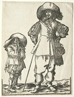 Beggar Prints: Standing Cavalier and Beggar Boy. Ludolph Büsinck (German, 1590-1669). Woodcut;