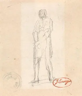Cream Laid Paper Prints: Standing Figure, George Romney