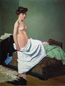 Gown Prints: Standing Nude Holding Gown on Her Knee; 1904; Oil on canvas Felix Vallotton; French; 1865-1925