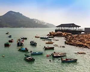 Republic Prints: Stanley, Hong Kong, China, Boats anchored in harbor