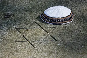 Cemetery Prints: Star of David and kippa