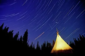 Illumination Prints: Star trails over a Tipi that was set up by the Canim Lake band in the Cariboo Mountains