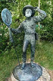 British Prints: Statue of Alfred Russel Wallace (1823-1913) Victorian naturalist. Dated 2013