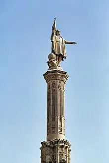 Urban Environment Prints: Statue of Columbus in white marble