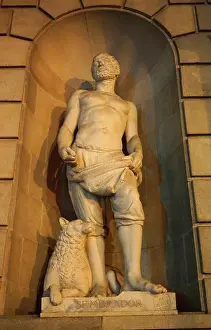 Farm Prints: statue depicting the sembrador sower; Barcelona; Spain