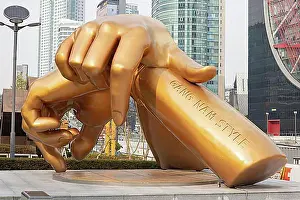 South Korea Prints: Statue of Gangnam Style, hands of the singer Psy, Gangnam-gu, Seoul