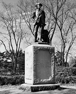 Massachusetts Prints: Statue on a pedestal, Concord Minuteman Statue by Daniel Chester French