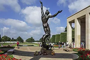 Grave Prints: Statue The Spirit of American Youth Rising from the Waves by Donald De Lue at the Normandy American Cemetery