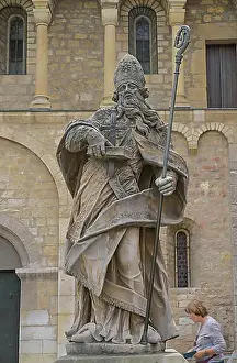 Embellished Prints: Statue of St. Boniface in front of the cathedral