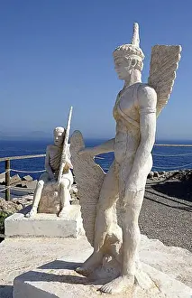 Crete Prints: Statues of Icarus and Daedalus, Agia Galini, Crete, Greece, Europe