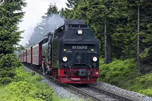 Natural Preserve Prints: Steam train riding the Brocken Narrow Gauge railway line at the Harz National park