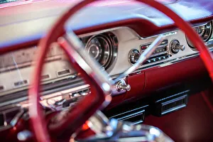 Still Life - Concept Prints: Detail of steering wheel and dash of 1960 Oldsmobile Super 88 Holiday Sport Sedan