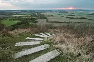 Chalk Prints: Steps leading from The Devil's Kneading Trough at sunset