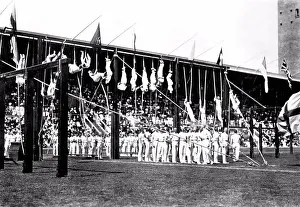 Arts Culture And Entertainment Prints: Stockholm, Sweden: 1912 Swedish gymnasts in a exhibition at the Olympic Games