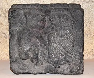 Block Prints: Stone Block with Confronting Eagle and Jaguar 1300 A.D. Aztec